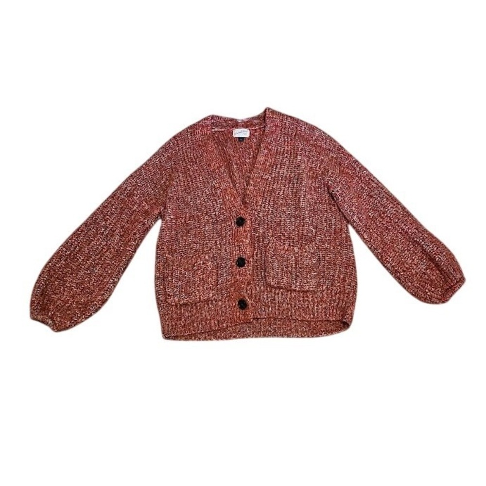 Universal Thread Cardigan Sweater Women Small Orange Chunky Knit Oversized